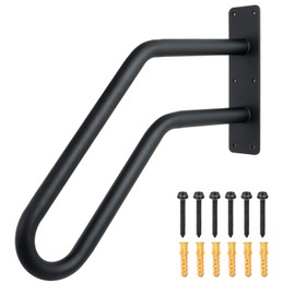 Purife Heavy Duty Black Hand Railings for Stairs Outdoor (1-3 Steps) - U Shaped Matte Safety Grab Bars for Elderly, Wall Mounted Handrails for Indoor Concrete Steps for Garage, Porch, Basement