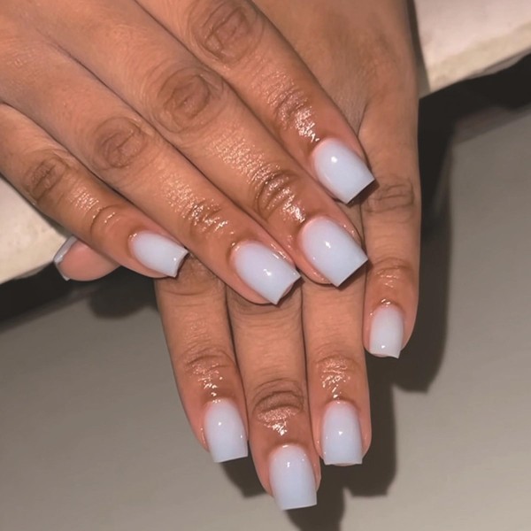 MERVF Square Press on Nails Short White Glue ons Nail