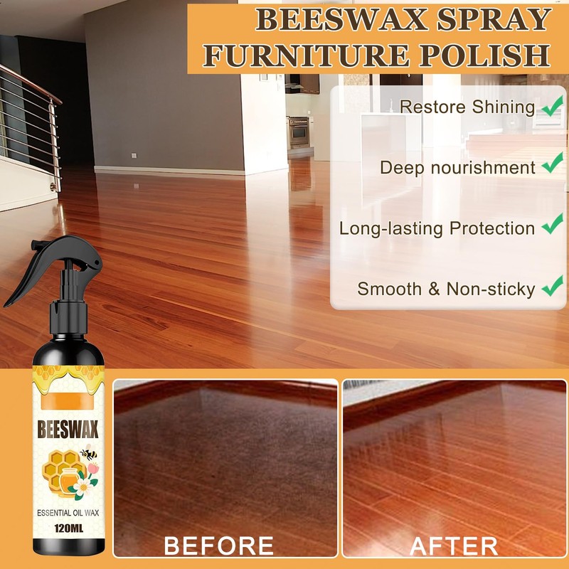Egmsic 2PCS Beeswax Spray,Natural Furniture Polish,Beeswax Spray Cleaner, Wood Polishing