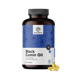 HealthyWorld Black Cumin Oil 1000 mg - 360 Soft Capsules - Made from Black Cumin Seeds - High Content - Supply for Almost One Year