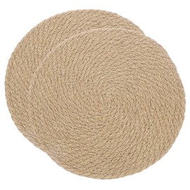 sourcing map Jute Placemats, 2 Pack 9" x 9" Round Woven Placemats, Natural Farmhouse Jute Braided Table Runner for Kitchen Countertops, Table, Home Decor (Brown)