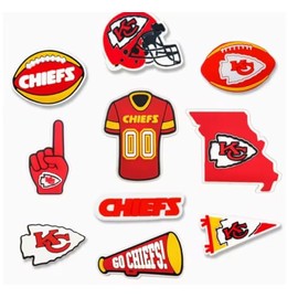 Kansas City Chiefs Shoe Charms Decorative Sport Shoe Charm for Crocs and Sports Merchandise Soccer Fans Party Favor Gifts for Men Women Adults Children 10pc Set