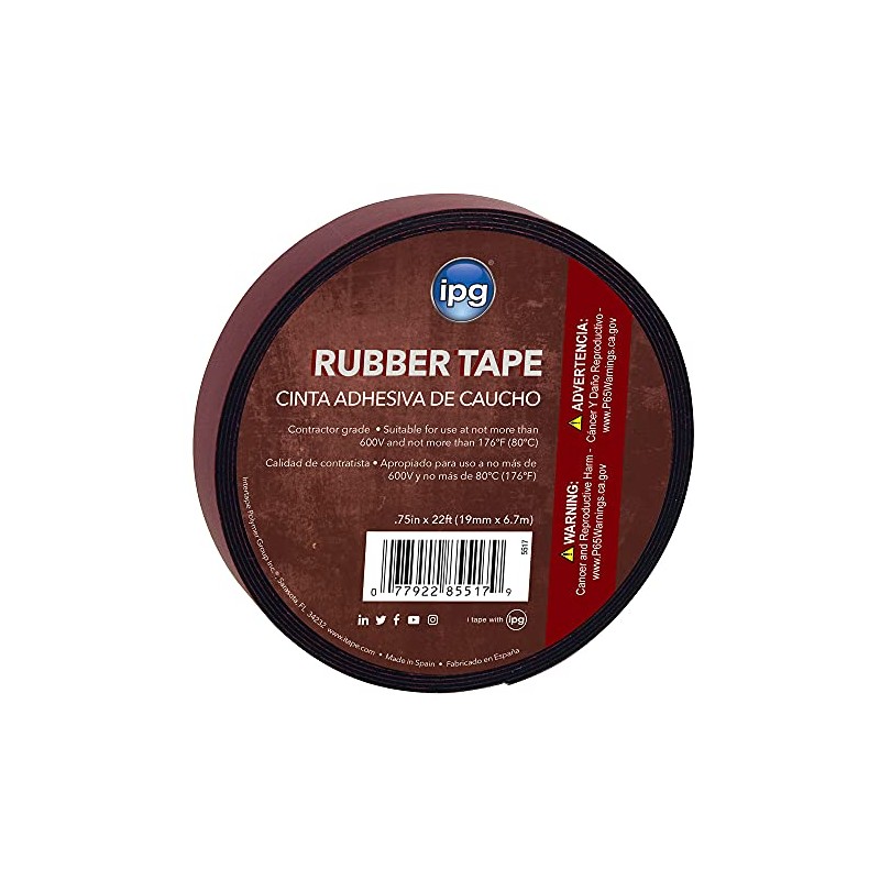 IPG Rubber Tape, 0.75" x 22 ft, Black (Single Roll)