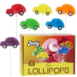 Car Shaped Lollipops Individually Wrapped- 12 Car Party Favors Candy Suckers for Car Birthday - Car Themed Party Favors