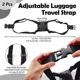 Huakaile 2 Pack Luggage Straps for Suitcase, Adjustable Luggage Belt Bungees Straps with Buckle, Elastic Suitcase Straps Connectors for Travel Tie Down Backpack Bag Cruise Accessories (Black)