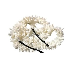 Women's Artificial White Gajra | Mogra Gajra with Silver pearls | Traditional Floral Hair Accessories for Women & Girls | Bridal & Festive Gajra for Buns and Braids