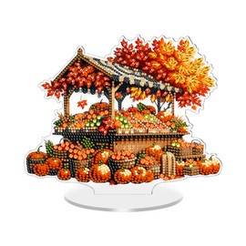 DIY Diamond Painting Table Decoration, Diamond Painting Standing Art Set, Diamond Painting Stand Decoration Autumn Diamond Painting Ornament for Children Adults, Table Decoration Crafts for Autumn (B)