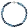 COOLSTEELANDBEYOND Blue Beads Crystal Cluster Statement Necklace Braided Chain Choker