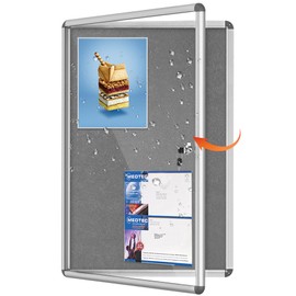 Magula Enclosed Bulletin Board Tamper-Proof Dispaly Case, Aluminium Frame, Shatter Resistant Lockable Bulletin Board, Lockable Noticeboard(24"x18")