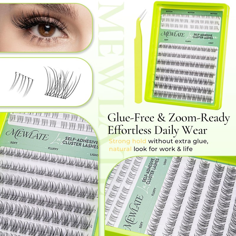 Self Adhesive Eyelashes, Press on No Glue Pre Glue D