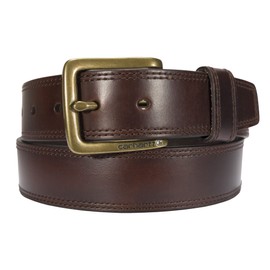 Carhartt Men's Rugged Leather Engraved Buckle Belt, Brown W/Oeb Finish, 40