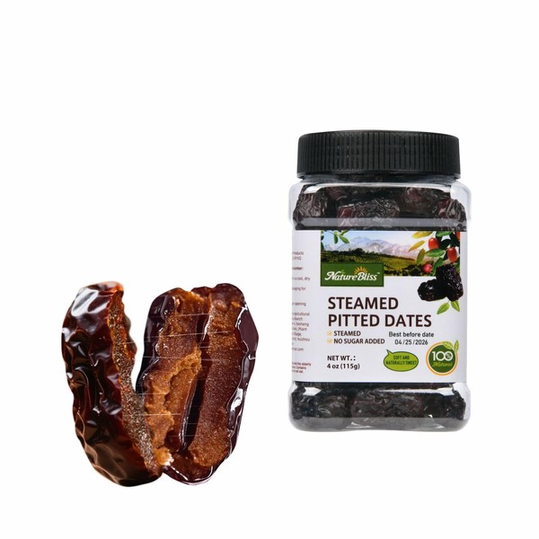 NatureBliss Steamed Pitted Dates, 4 Oz, Whole Dried Fruits, No