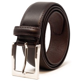 Ashford Ridge Mens 38mm (1.5") Feather Stitched Coated Leather Belt - Brown Large