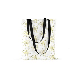 Le Jardin du Lin Printed Shopping Bag with Two Black Long Handles, Foldable Fabric Bag with Two Long Handles, Size: 48 x 55 cm