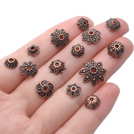 BronaGrand 100 Gram(About 180-350pcs) Bead Caps Metal Spacers Jewelry Findings Accessories for Bracelet Necklace Jewelry Making,Antique Copper
