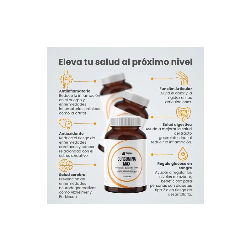 Pack 3 Curcumina Max Nutrientes Vidalabs México 60 Sofgels Sabor
