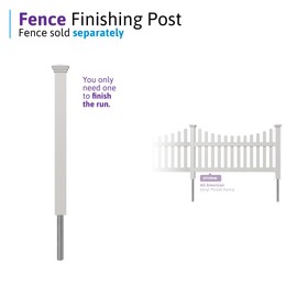 3.5ft Tall (1 Post) Fence Finishing Post for WamBam All American No Dig White Picket Fence, Easy Install Outdoor Fence for Backyard or Patio, Outdoor Fencing, No Dig Fence Panels, ZP19046