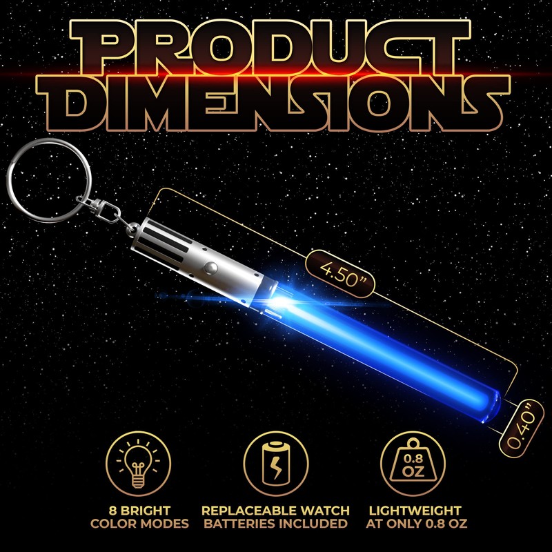 LIGHTSABER KEYCHAIN LED STAR WAR Glowing Light Up Saber 8