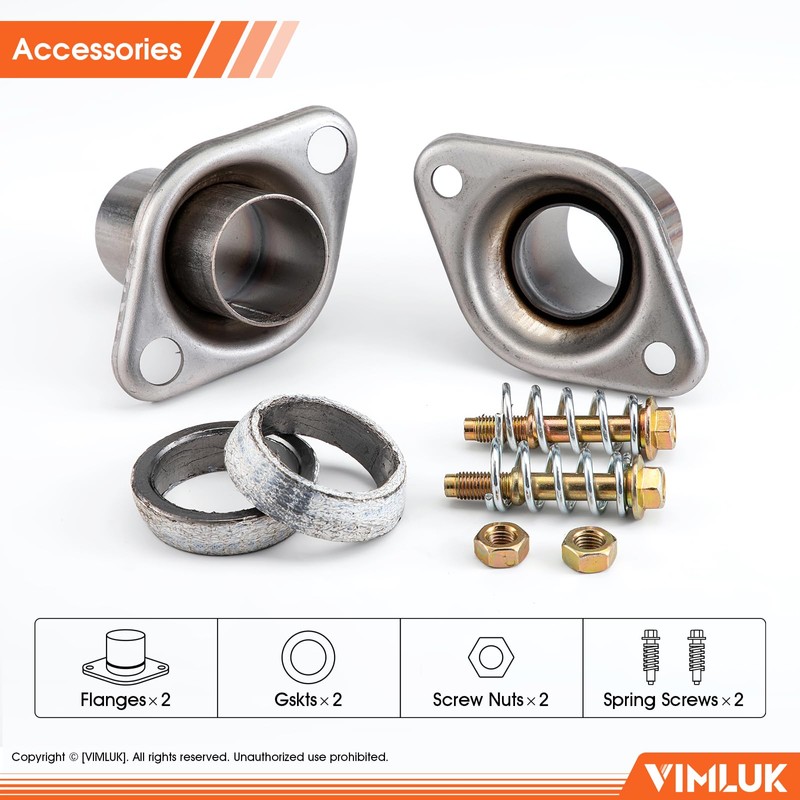 VIMLUK 2.0"x6" Exhaust Flex Spring Flanges 409 Stainless Steel, Spring