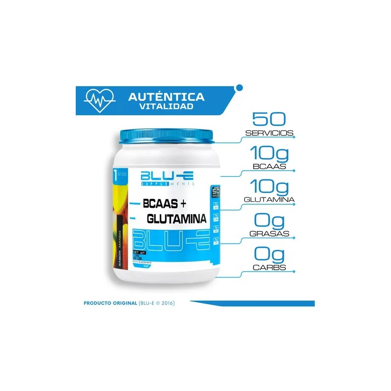 Suplemento en polvo Blu-e Supplements BCAAS sabor mango x 1kg