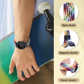 PaceBid Nylon Strap for CMF by Nothing Watch Pro 2, 22 mm Women Men Braided Magnetic Replacement Strap, Elastic Fabric Sports Replacement Strap for CMF by Nothing Watch Pro 2 - Rainbow