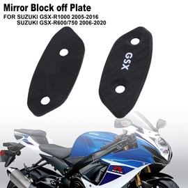 Simnliras Carbon Fiber Mirror Block Off Plate for Suzuki GSX-R1000 2005-2016 /GSX-R600/750 2006-2020, Mirror Block Off Base Plates Billet fit For Suzuki GSXR 600 750 1000, Black