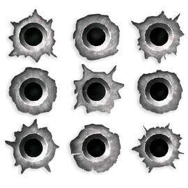 Realistic Bullet Hole Wall Stickers, Vinyl car Stickers, 2 Packs, laptops, Cars, Trucks, Body Scratches and dents, Cover Pranks, Funny Gun Stickers, Fake Bullet Guns, Shooting B001