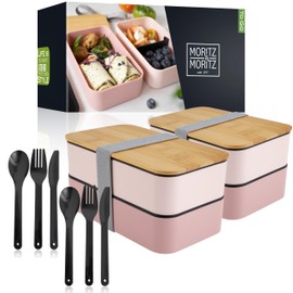 Moritz & Moritz Set of 2 Bento Box Children in Pink - Perfect Lunch Box for Children and Adults - Lunch Box with Compartments - Ideal for Work, School and Travel
