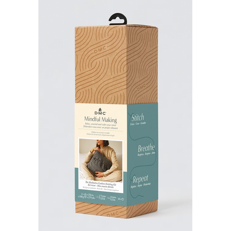 DMC Mindful Making Meditative Cushion Knitting Kit, One Size, Various