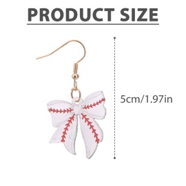 Baseball Bow Earrings for Woman, Sports Dangling Theme Softball Bowknot Dangle Earrings Ideal Jewelry Gift for Sport Player Lover Fans