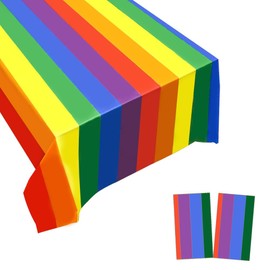 2 Pack Plastic Christmas Tablecloths Disposable Xmas Table Covers Plastic Table Cloths BBQ Picnic Birthday Christmas Parties Covers Waterproof Oil-proof Table Cloth Rainbow Table Cloths 54 x 108 In