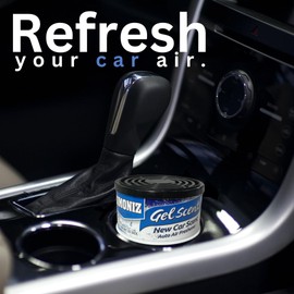 Simoniz - Gel Air Freshener 3 Pack 2.5 Ounces each - Auto Air Freshener, Eliminates Bad Scents & Odors - Home, Pets, Bathroom, Kitchen, Living Room, Car - Absorbent, Long Lasting Fragrance (New Car)