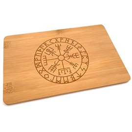 Samunshi® Wooden Board with Engraving Vegvisir Vikinger Kompass Runes Bamboo Board Chopping Board Small Bread Board Wooden Chopping Boards Wooden Board Küc