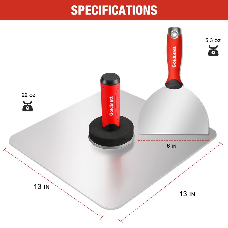 Goldblatt Premium Drywall Hand Tool Kit - 13” Aluminum Hawk