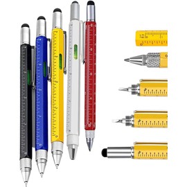Pluma 6 En 1 Multifuncional Desarmador Regla Nivel abeza plana y Destornillador Phillips/Regla/Nivel de burbuja, Herramienta multifunción (5 Piezas Surtidas)