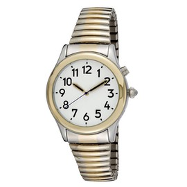 Time Optic Dual Voice Men's Talking Watch Alarm/Speaks Time Day Date,Year Low Vision, Blind
