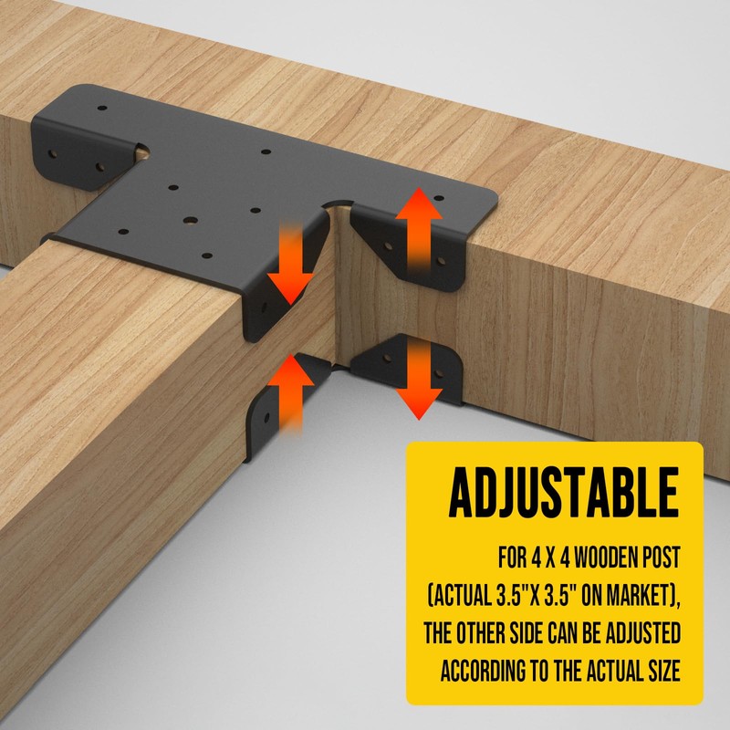 4pcs Heavy-Duty Post Brackets Kit - 4x4 Wood Deck Mounting,（Inner