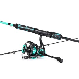 One Bass Spinning Rod Combo, 11+1BB Spinning Reel, IM6 Graphite 2Pc Blank Fishing Rod with SuperPolymer Handle-6'0" with SL1000