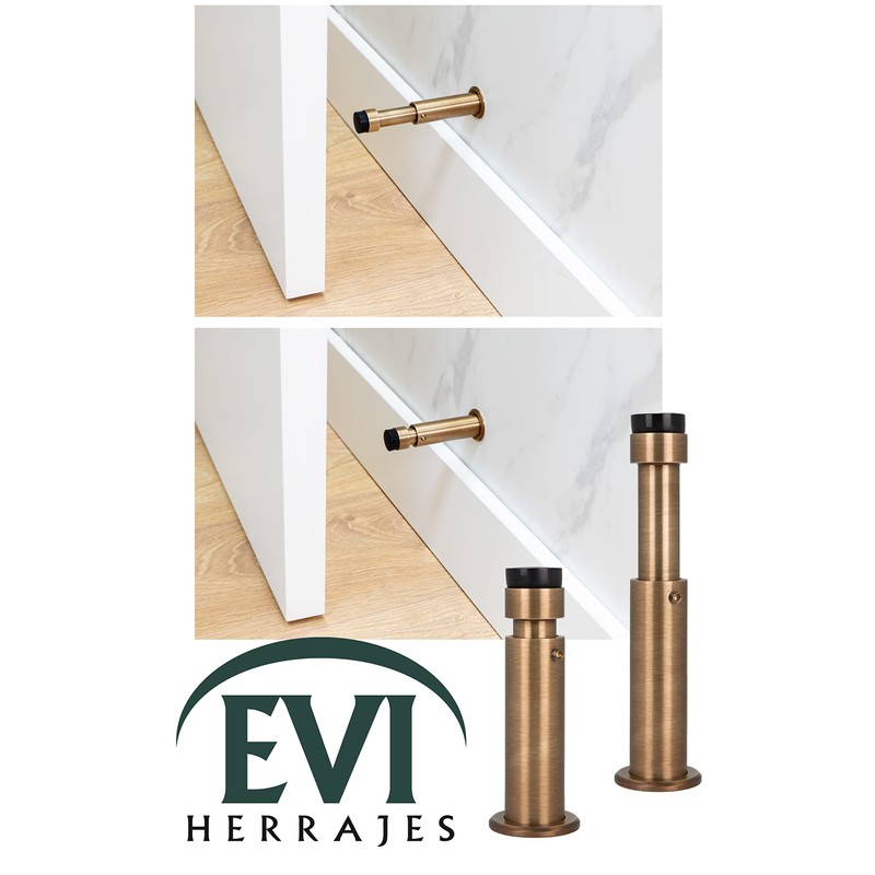 EVI HERRAJES Adjustable Brass Wall Door Stopper, Installation with Screw