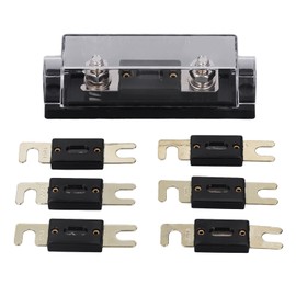 250A 48V Fuse Holder Gold Plated Surface Transparent Cover Inline Fuse Holder for Car RV
