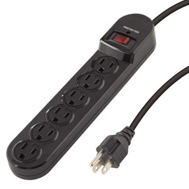 T-Joan Plugs 6-Outlet Surge Protector, 6 Ft Extension Cord, 510 Joules,Straight Plug,Safety Cover, 15A Integrated Circuit Breaker,for Office, Living Room,Bedroom,Black,UL Listed, 2 Pack