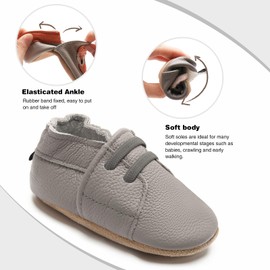 Hmiya Soft Leather Crawling Shoes, Baby Shoes with Suede Soles, for Boys and Girls aged 0–6 Months, 6–12 Months, 12–18 Months and 18–24 Months