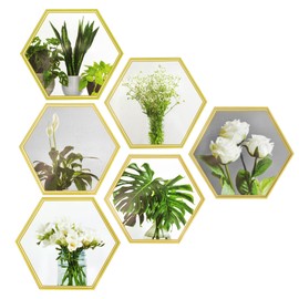 Plant Wall Stickers 6pcs, Lifelike Green Plant Flower Wall Art Stickers Waterproof Wall Sticker Wall Decal for Living Room Bedroom Kitchen Office Decor