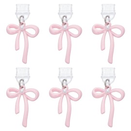 MAYJOYDIY 6Pcs Pink Bow Dust Plug Charm, Bow Pearl Charms for Kindle, Compatible with Type C Charging Port, Coquette Gift for Book Lover Readers