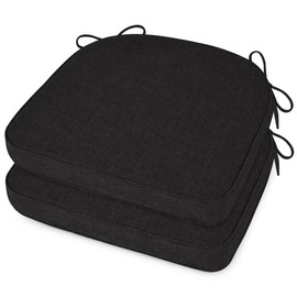 ELFJOY Chair Cushions for Dining Chairs Non-Slip Kitchen Chair Cushions Set of 2 Seat Cushion with Ties for Indoor Kitchen Dining Office Black