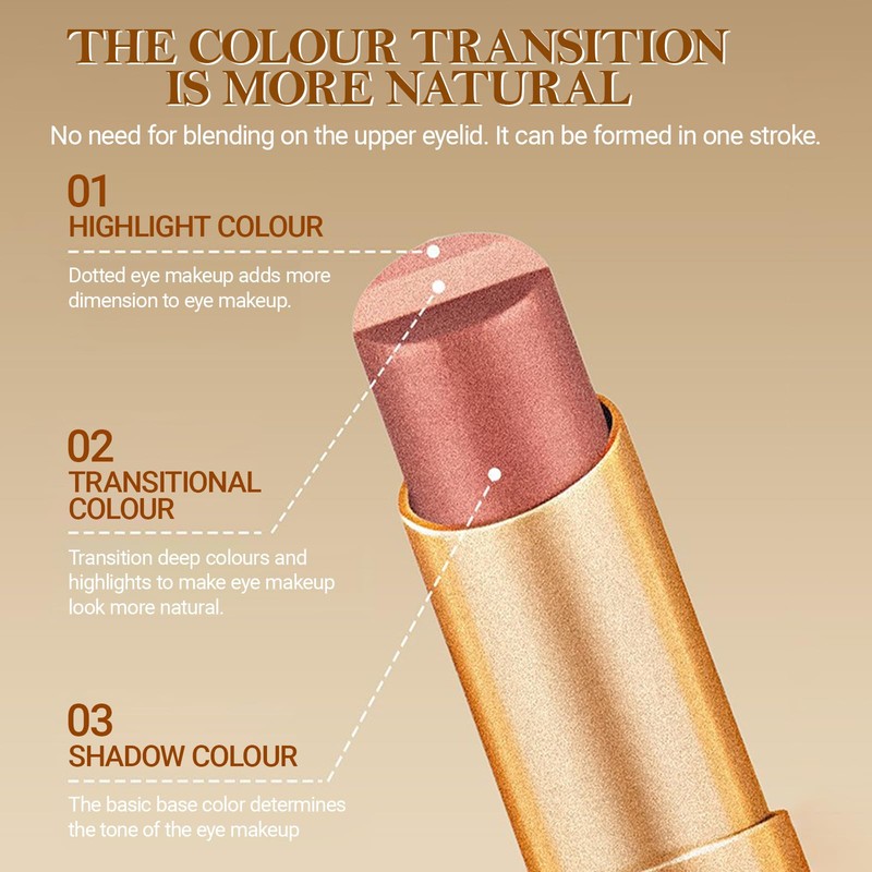 Erinde 3 Colors Cream Eyeshadow Stick, Shimmer Nude Champagne Brown