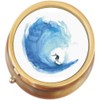 Watercolor Wave Surfer Brass Round Pill Box