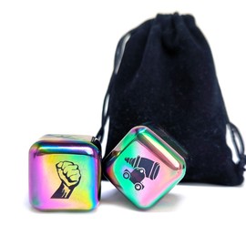 Colorful Metal RPG Game Dice Set - 2Pcs 1-Inch D6 Big Dices with Laser Engraved Weapon Pattern for Party Board Games