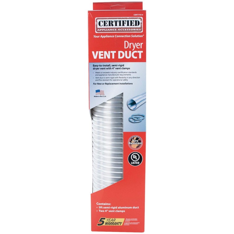 Certified Appliance Accessories CERT77014 Dryer Vent Duct, 5 Feet