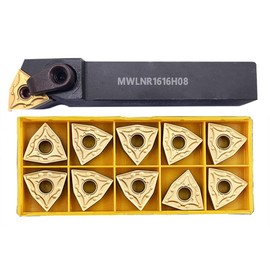 LINZUAN 5/8" Lathe Tool Holder MWLNR1616H08 Indexable Carbide Turning Tool Holder and 10pcs WNMG080404 (WNMG 431) Carbide Inserts Lathe Cutting Tool